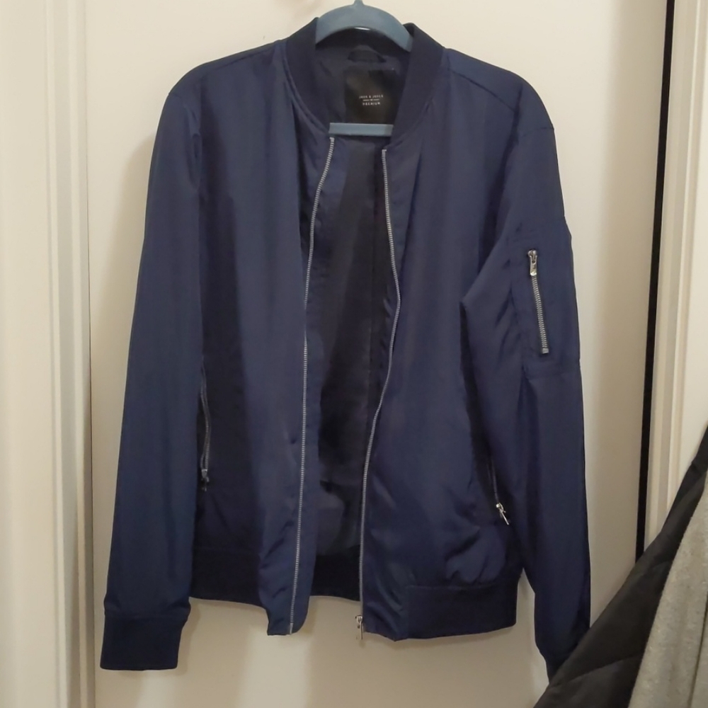 Blue bomber jacket